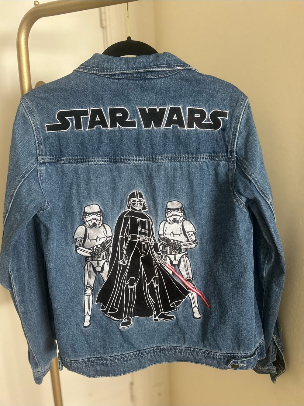 Star Wars Blue Denim Jacket with Black & White Character Graphics - Picture 2 of 10